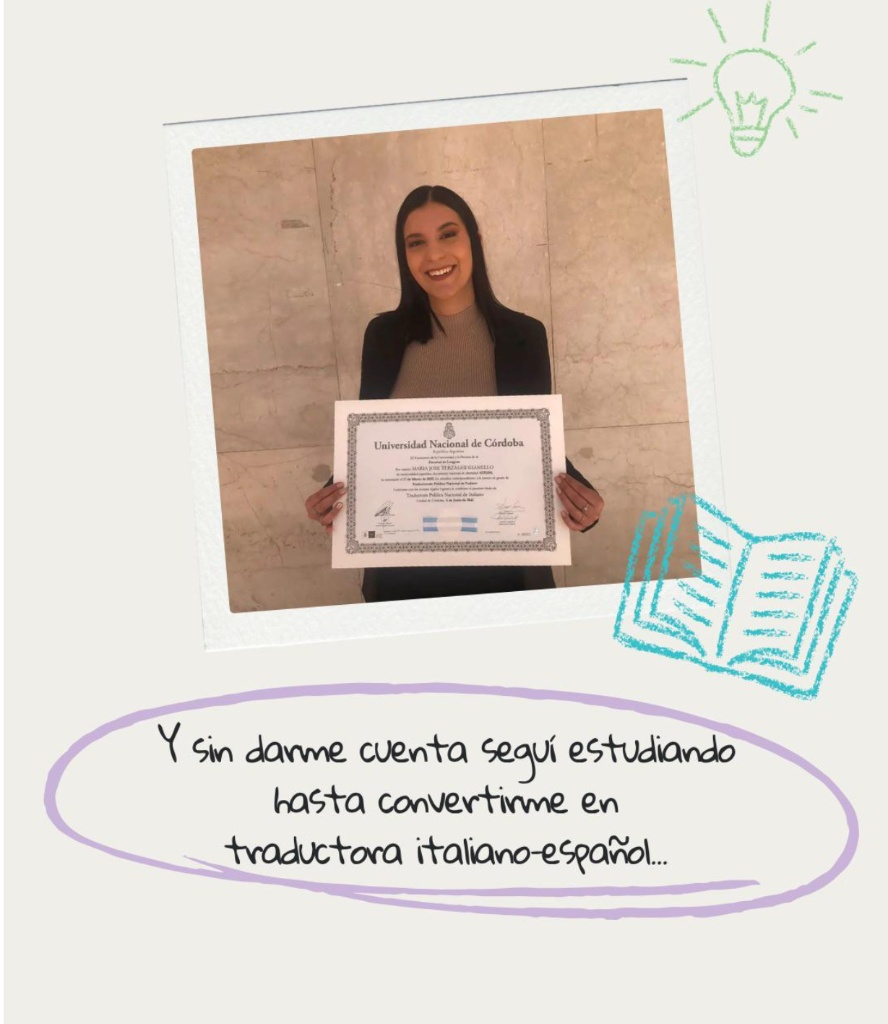 María con su título universitario